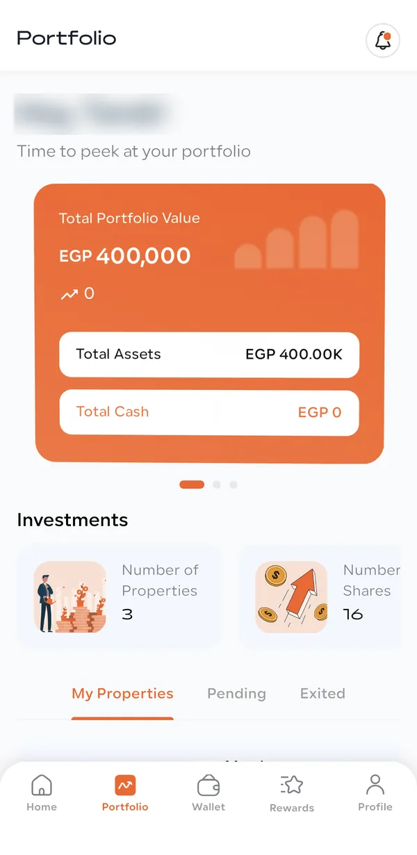 Amtaar Portfolio tab with the Total Portfolio Value card showing value, total assets and total cash